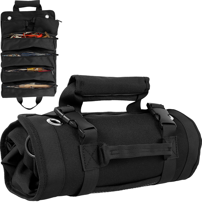 Tool Bag - 1 ชิ้น กระเป๋าเก็บอุปกรณ์อเนกประสงค์แบบม้วนได้ ความจุขนาดใหญ่, กระเป๋าผ้าใบสำหรับเก็บเครื่องมือในรถยนต์, กระเป๋าใส่เครื่องมือแบบแขวนพร้อมซิป,