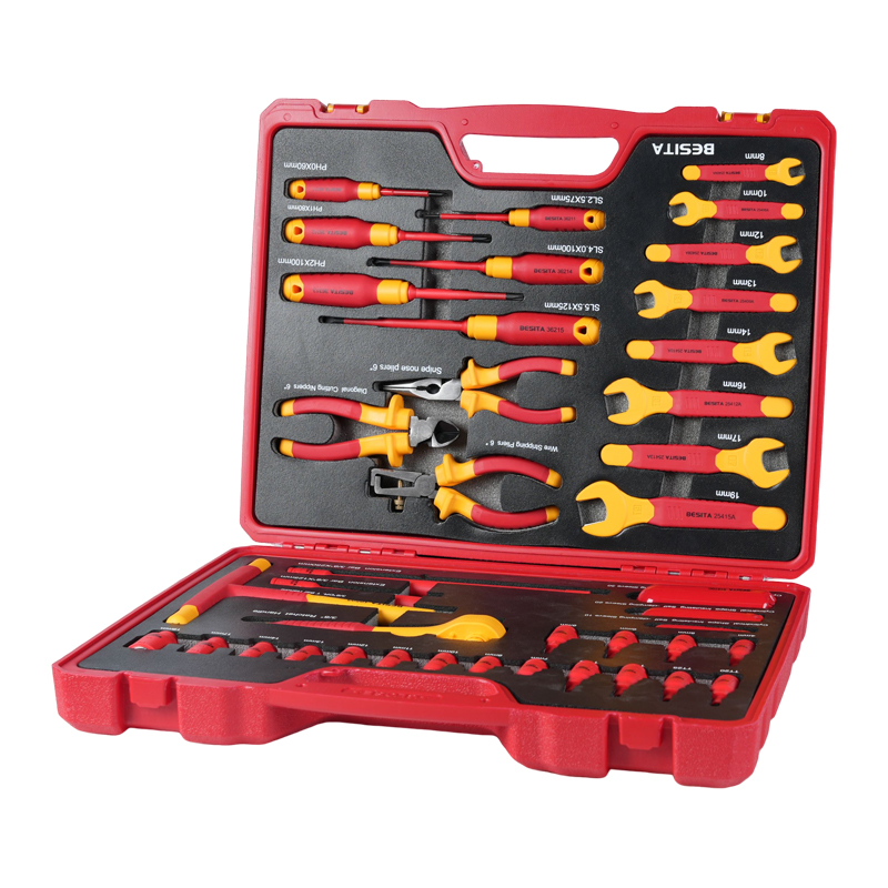 Socket Wrench - ชุดเครื่องมือซ่อมรถยนต์ไฟฟ้าแบบมืออาชีพ 41 ชิ้น ประแจหุ้มฉนวน 1000V ไขควง