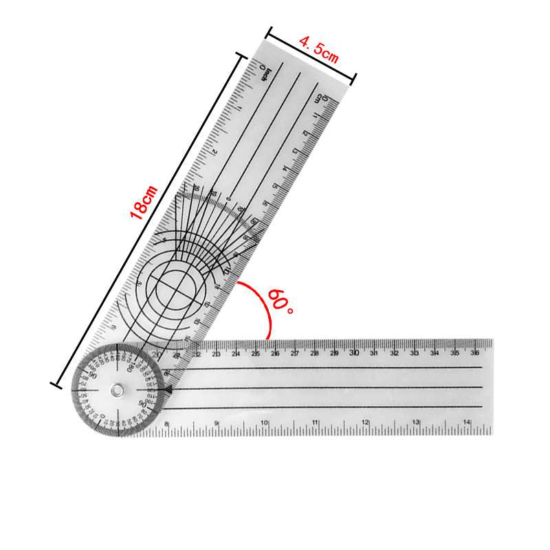 Spirit Level - 0-140 มม.360 องศา Goniometer มุมทางการแพทย์กระดูกสันหลังมุมไม้บรรทัดมุม Inclinometer